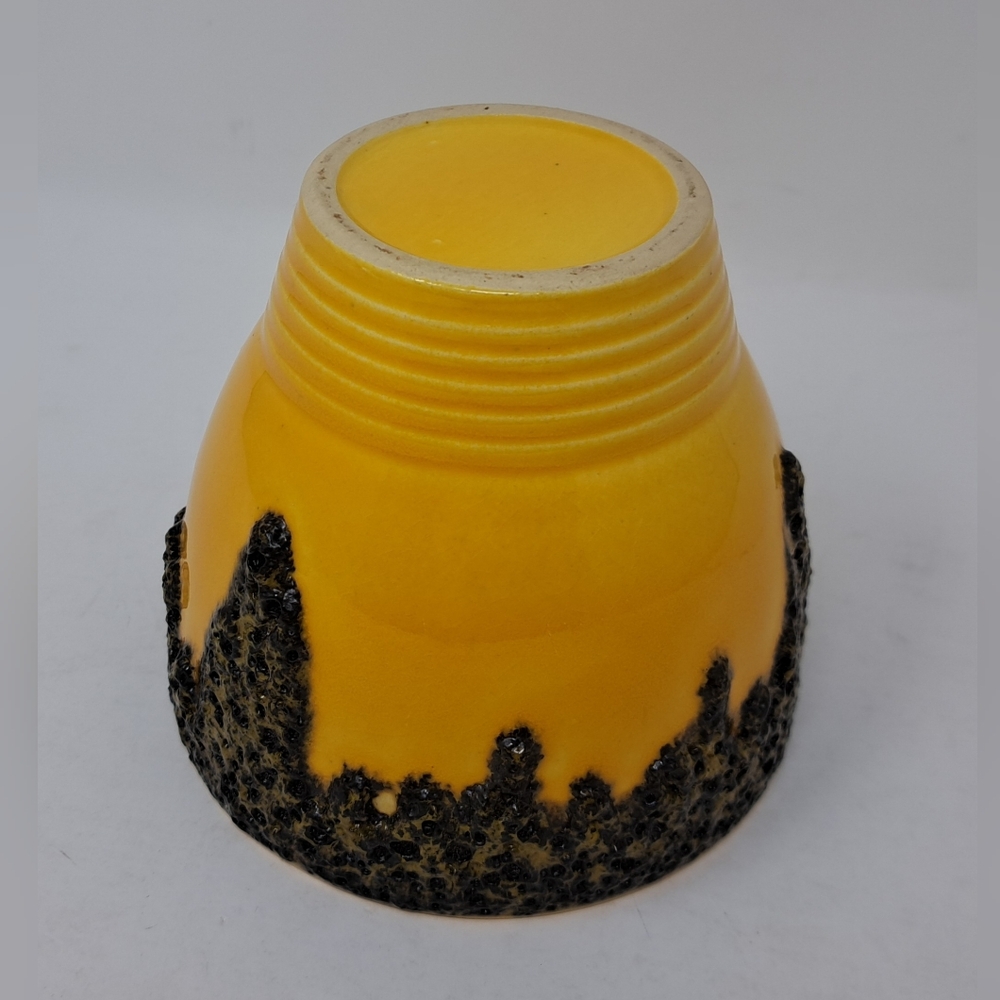 West Germany Fat Lava Flower Pot Vase MCM Mid Century Yellow Pottery Ceramics - Picture 2 of 13